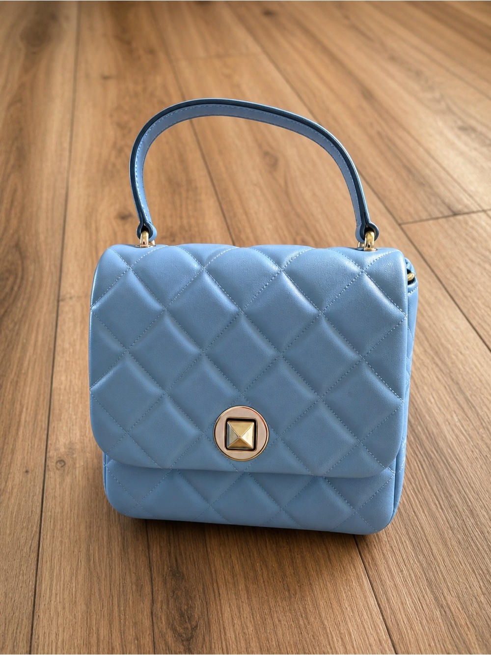 kate spade Quilted Top-Handle Crossbody Bag in Light Blue with Gold Hardware